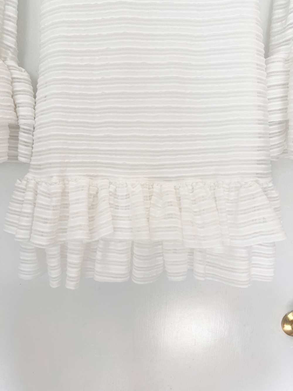 Lulus For Always White Ruffled Long Sleeve Dress L - Picture 9 of 12